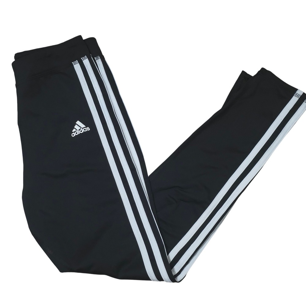 Adidas Kids Girls‎ Activewear Leggings Black 3 Stripe Athletic L (14)